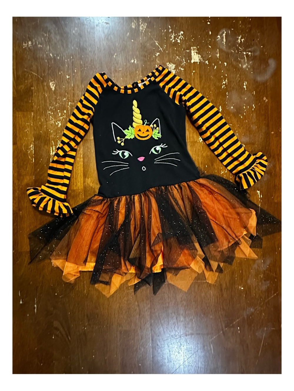 Emily Rose Halloween Black & Orange Cat Unicorn Tutu Top